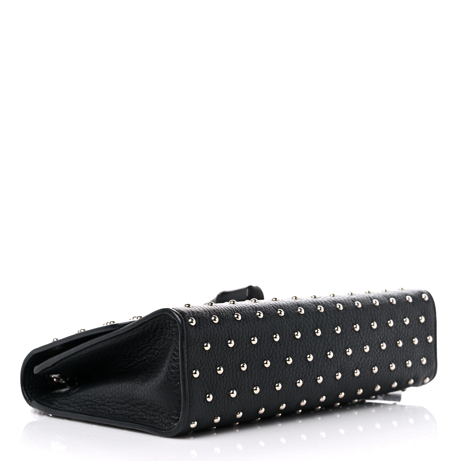 Gucci Calfskin Studded Medium Miss Bamboo Shoulder Bag Black 4 of 12
