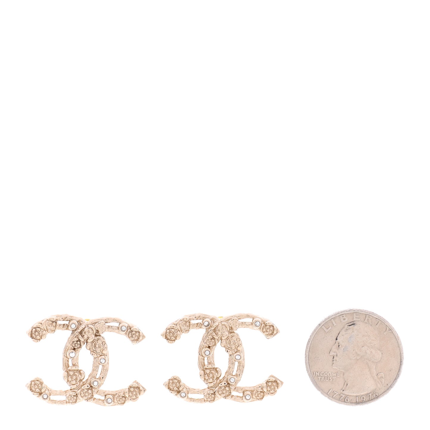 Crystal CC Camellia Earrings Gold