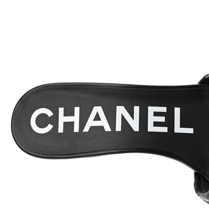 Chanel Lambskin Quilted Textured CC Mules 36 Black 7 of 9