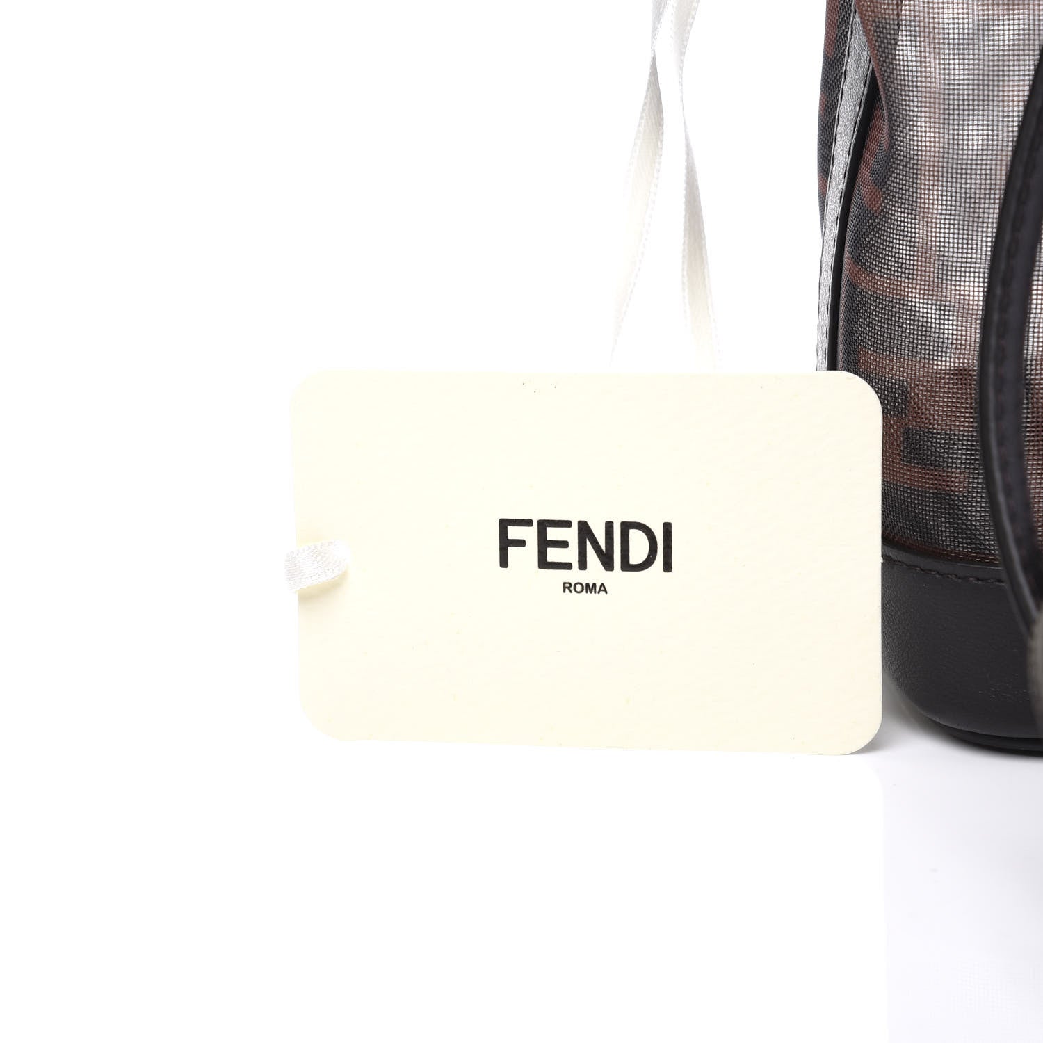 Fendi Mesh Vitello Grace F is FF 1974 Mini Mon Tresor Bucket Bag Marrone Black Ebano 11 of 12