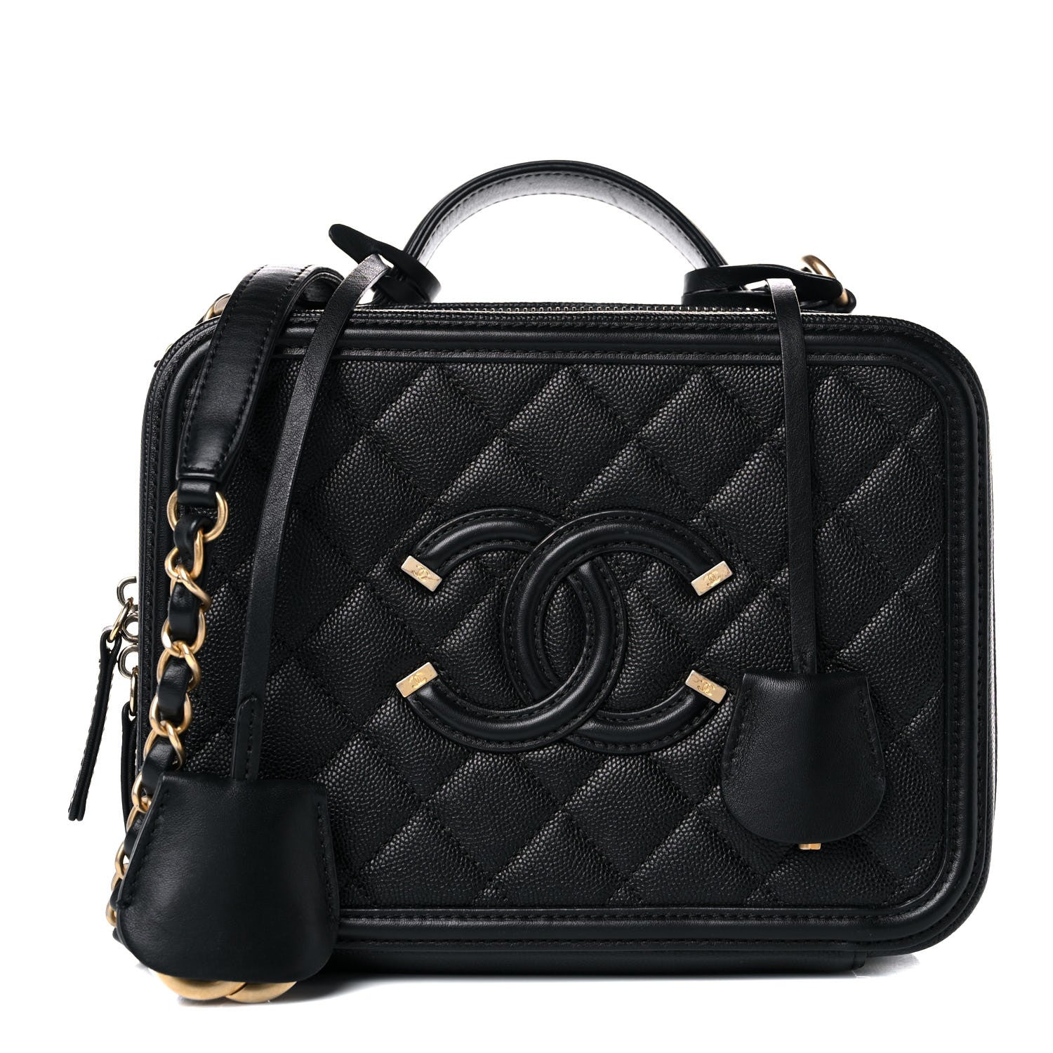 Chanel Caviar Quilted Medium CC Filigree Vanity Case Black 1 of 15