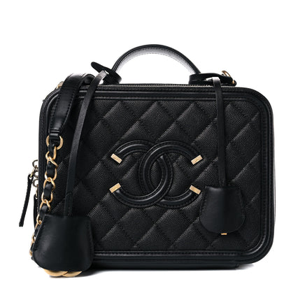 Chanel Caviar Quilted Medium CC Filigree Vanity Case Black 1 of 15