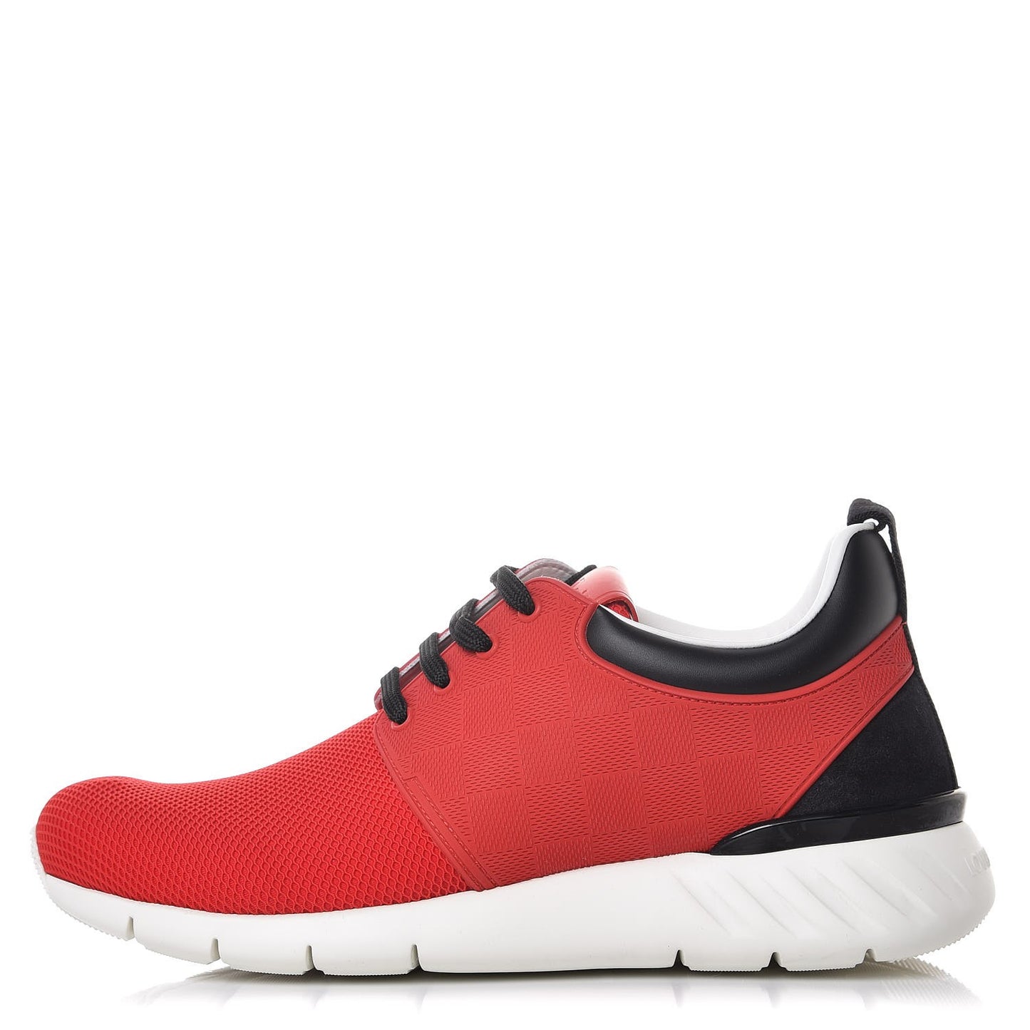 Rubber Mesh Suede Damier Fastlane Low Sneakers 5 Rouge