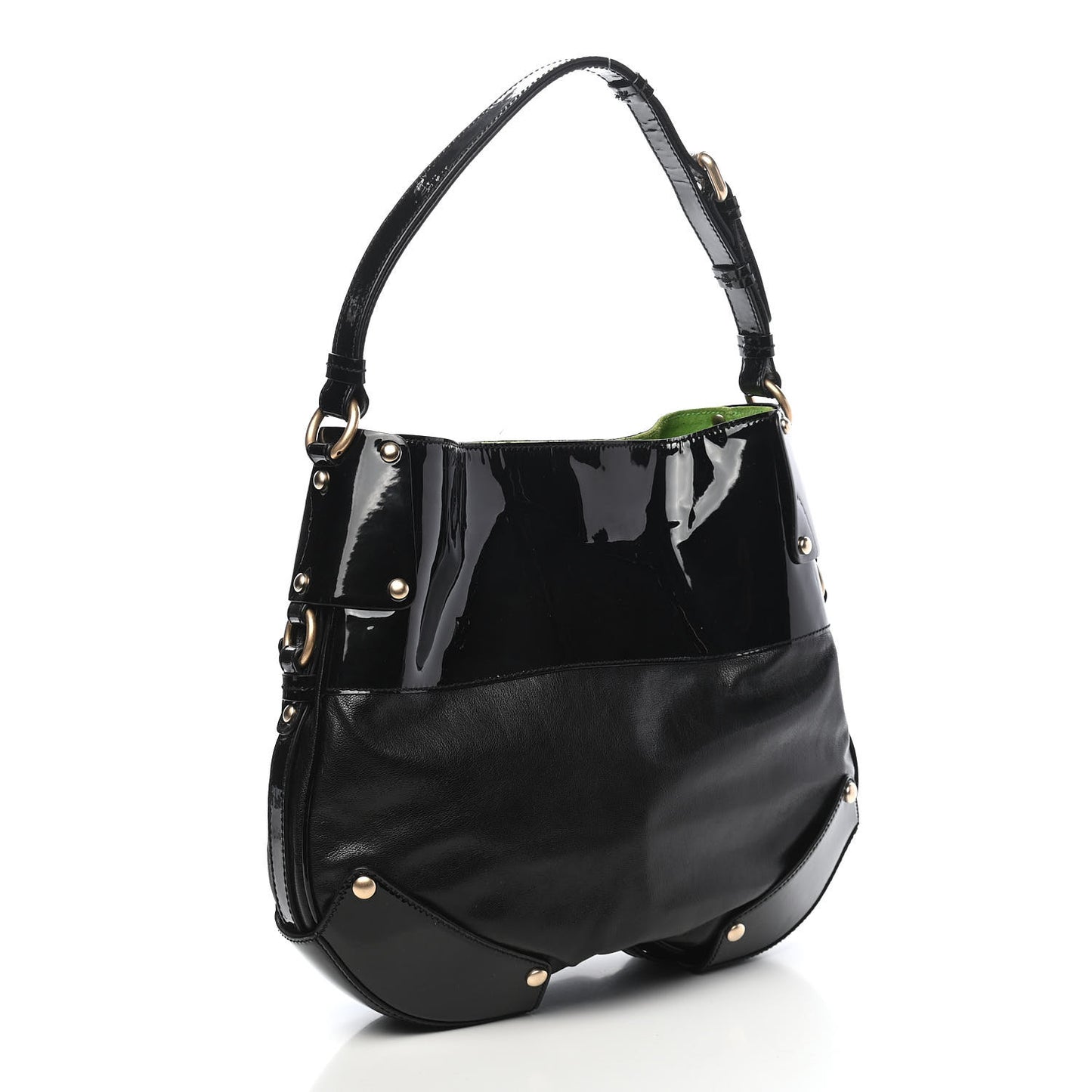 Patent Studded Hobo Black