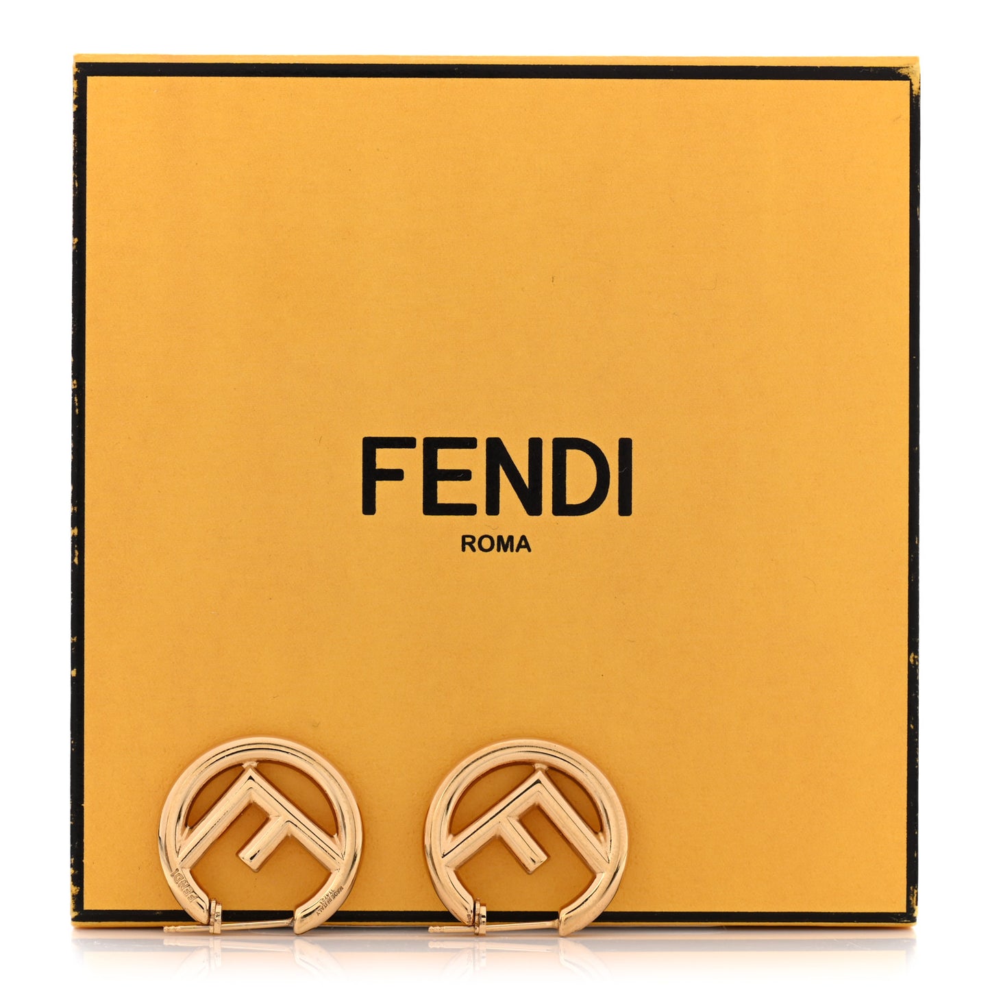 Metal FF Hoop Earrings Gold