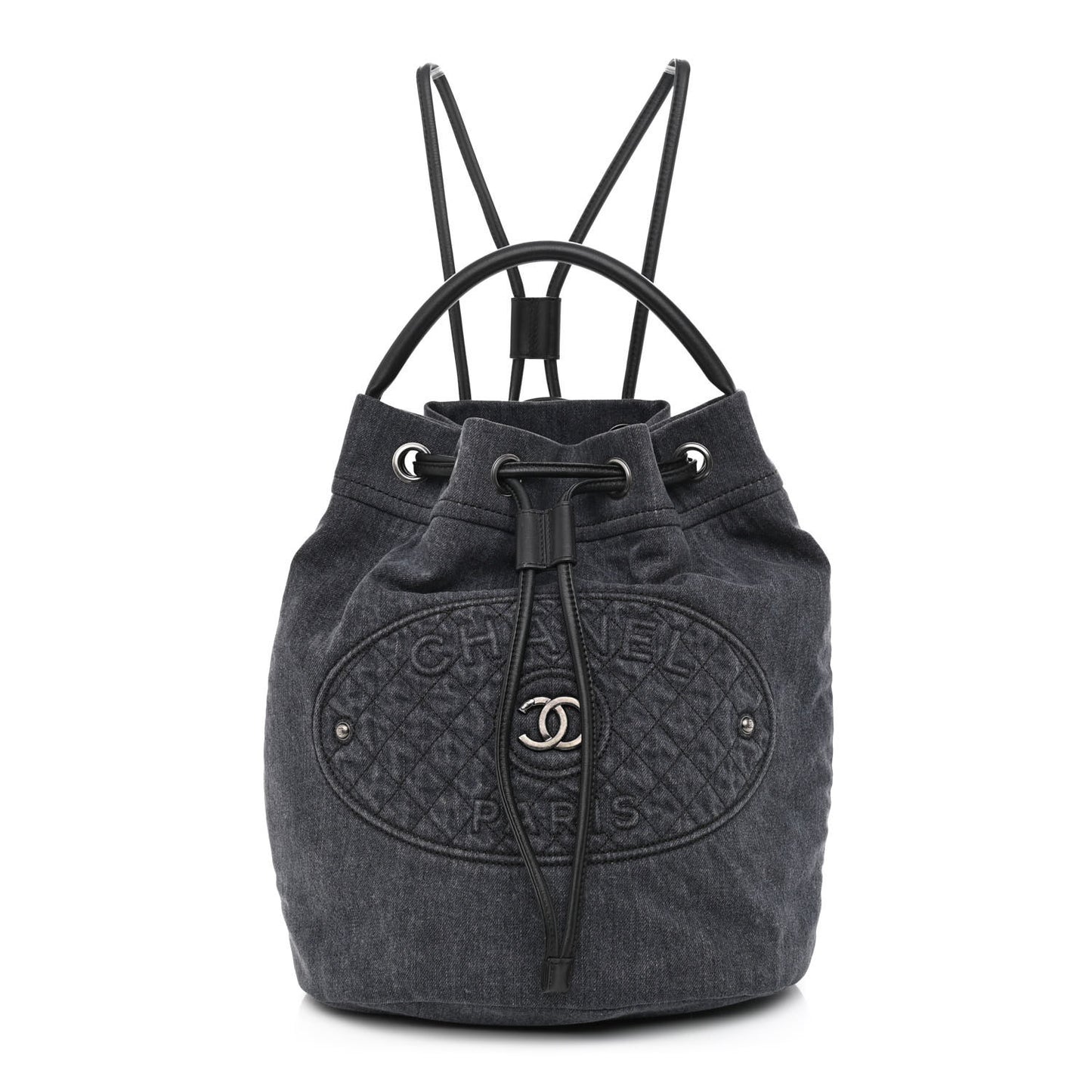 Denim Drawstring Backpack Blue