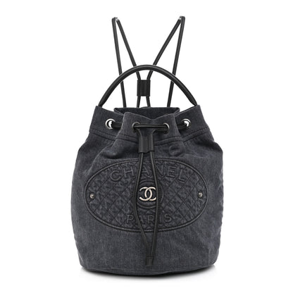 Chanel Denim Drawstring Backpack Blue 1 of 10