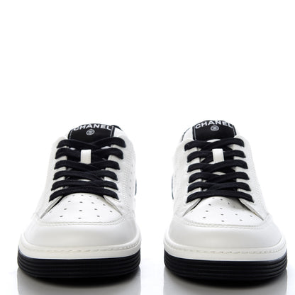 Chanel Calfskin Womens Logo Sneakers 41 Black White 2 of 10