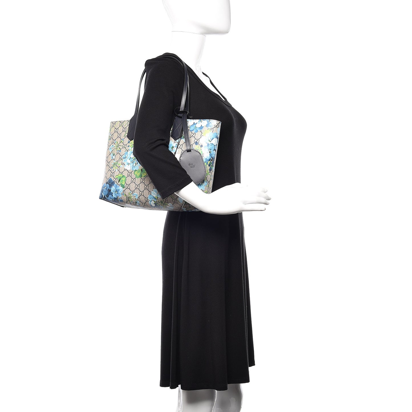 GG Supreme Monogram Blooms Small Reversible Tote Beige Blue Navy