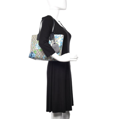 Gucci GG Supreme Monogram Blooms Small Reversible Tote Beige Blue Navy 2 of 16