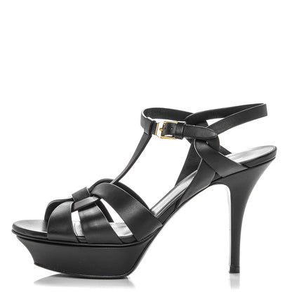 Saint Laurent Calfskin Tribute 75 Platform Sandals 37 Black 1 of 6