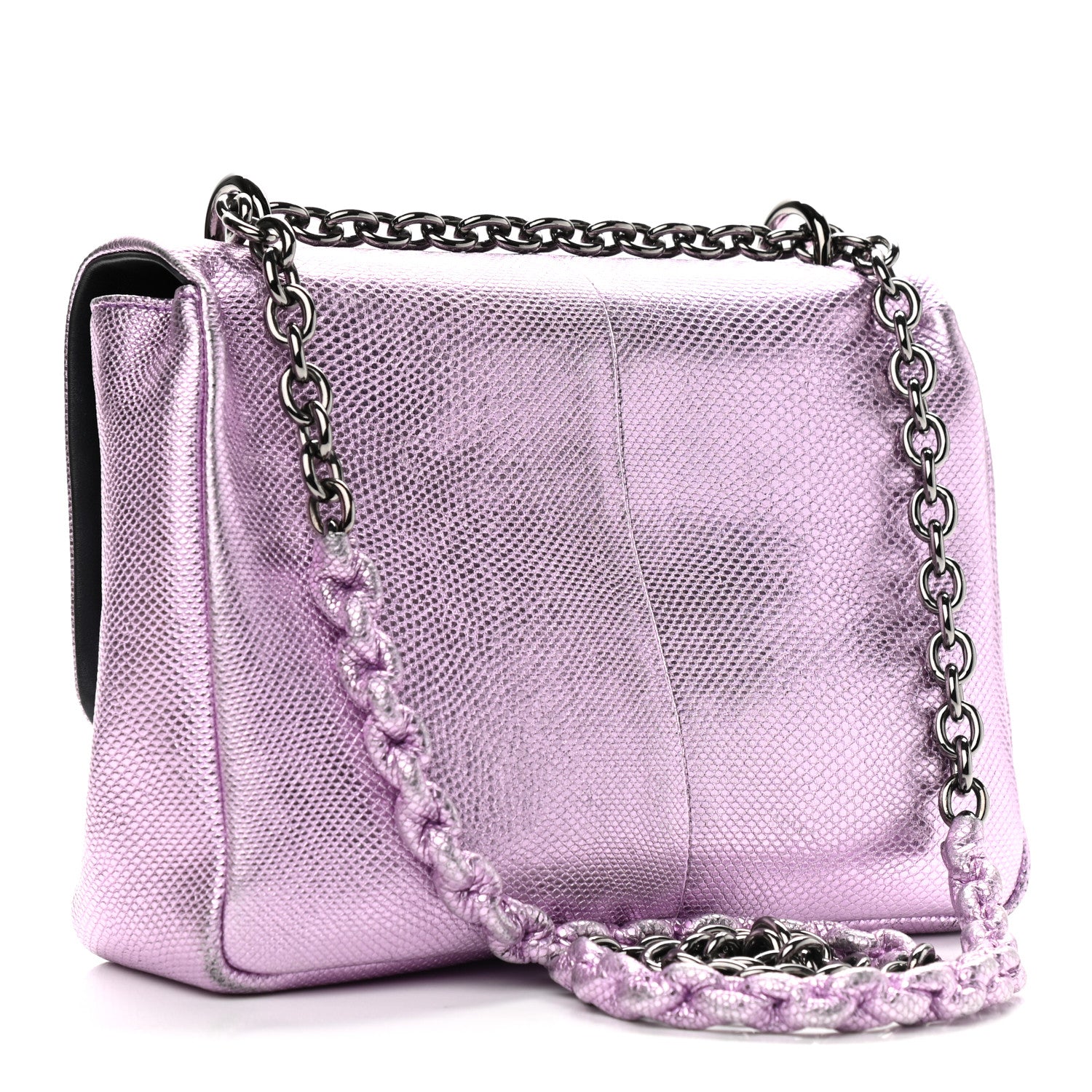 Tom Ford Lizard Calfskin Embossed Large Natalia Chain Bag Pink 2 of 15