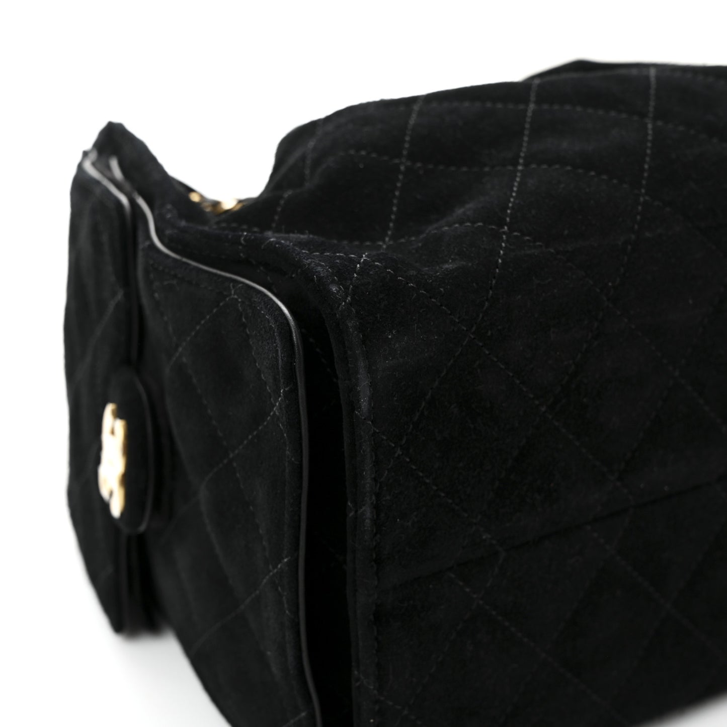 Suede Quilted Small Chanel 25 Handbag Black