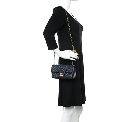 Chanel Lambskin Quilted Mini Pearl Crush Rectangular Flap Navy Blue 2 of 11