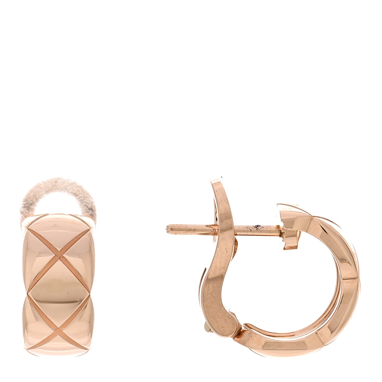 Chanel 18K Beige Gold Coco Crush Hoop Earrings 1 of 5
