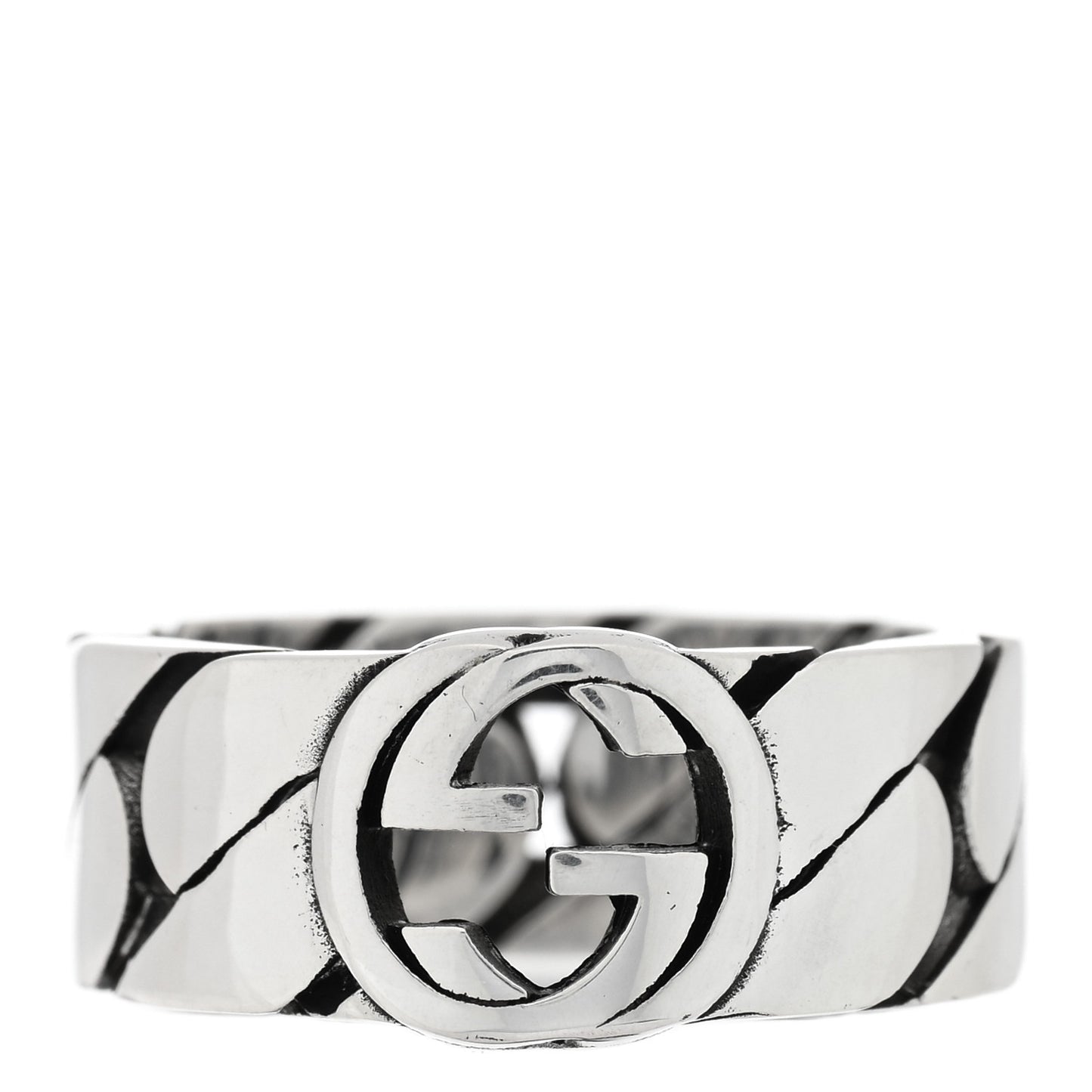 Sterling Silver Interlocking G Chainlink Wide Band Ring 54 7