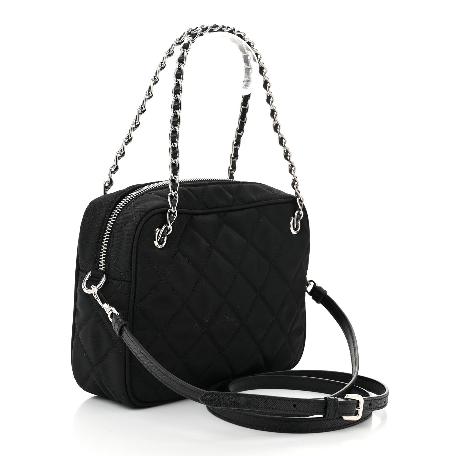 Prada Nylon Tessuto Impuntu Quilted Bandoliera Crossbody Bag Black 3 of 11