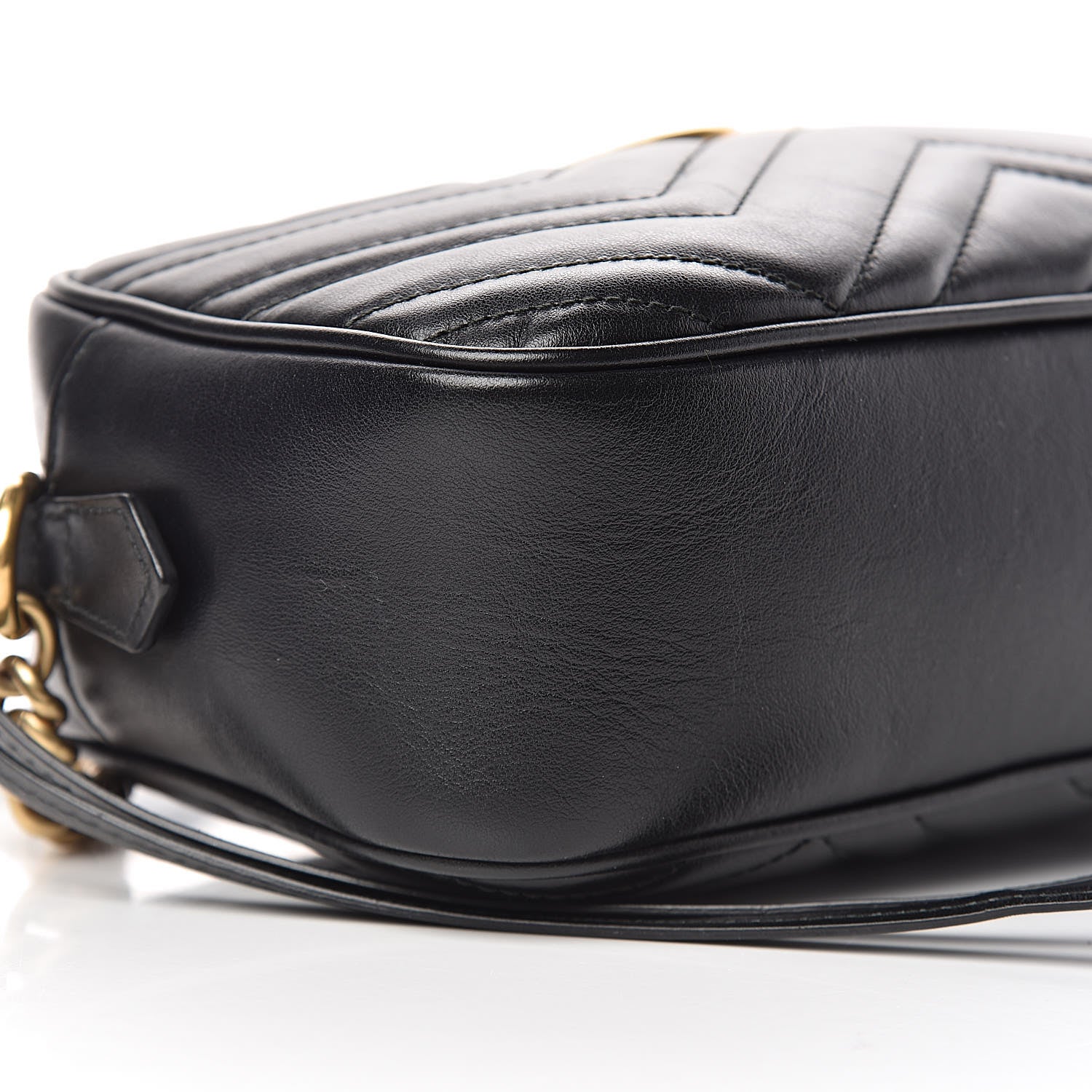 Gucci Calfskin Matelasse Small GG Marmont Chain Shoulder Bag Black 5 of 14