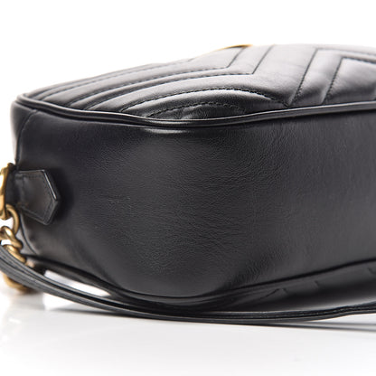 Gucci Calfskin Matelasse Small GG Marmont Chain Shoulder Bag Black 5 of 14
