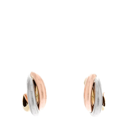 Cartier 18K Pink Yellow White Gold Classic Trinity Hoop Earrings 1 of 5