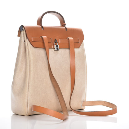 Hermes Toile Vache Calfskin Herbag 30 PM Backpack Natural 3 of 14