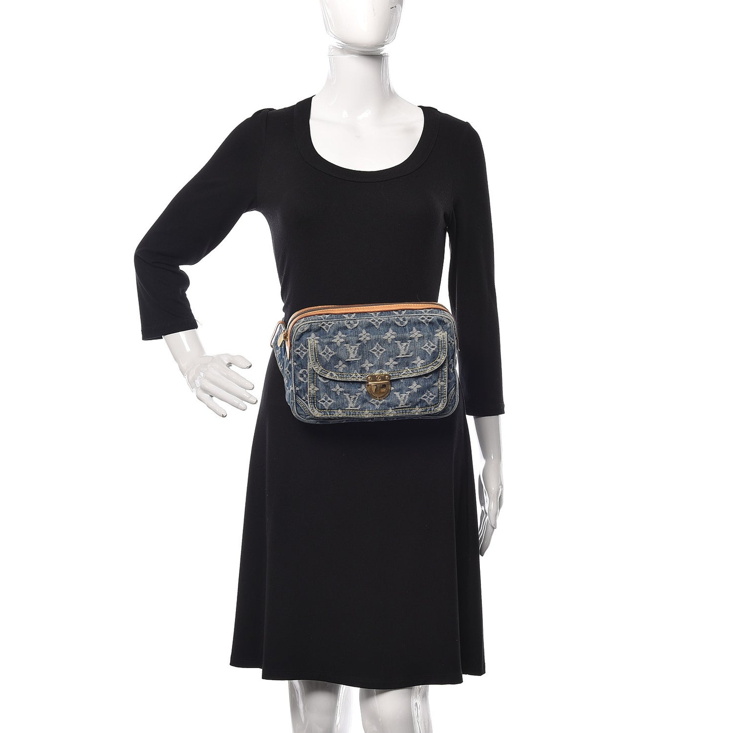 Monogram Denim Bum Bag Blue