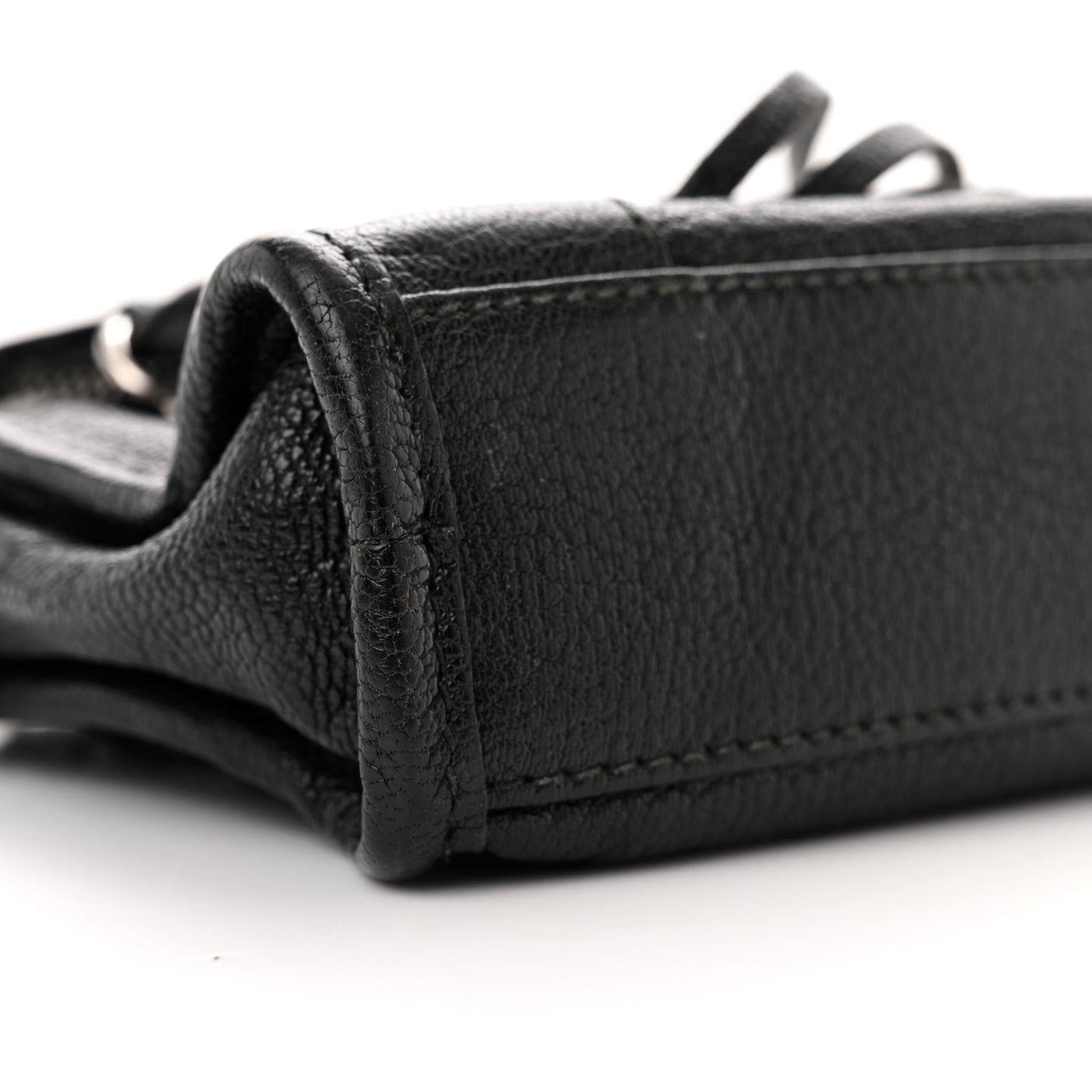 Chevre Silver Metallic Edge Hardware Nano City Black