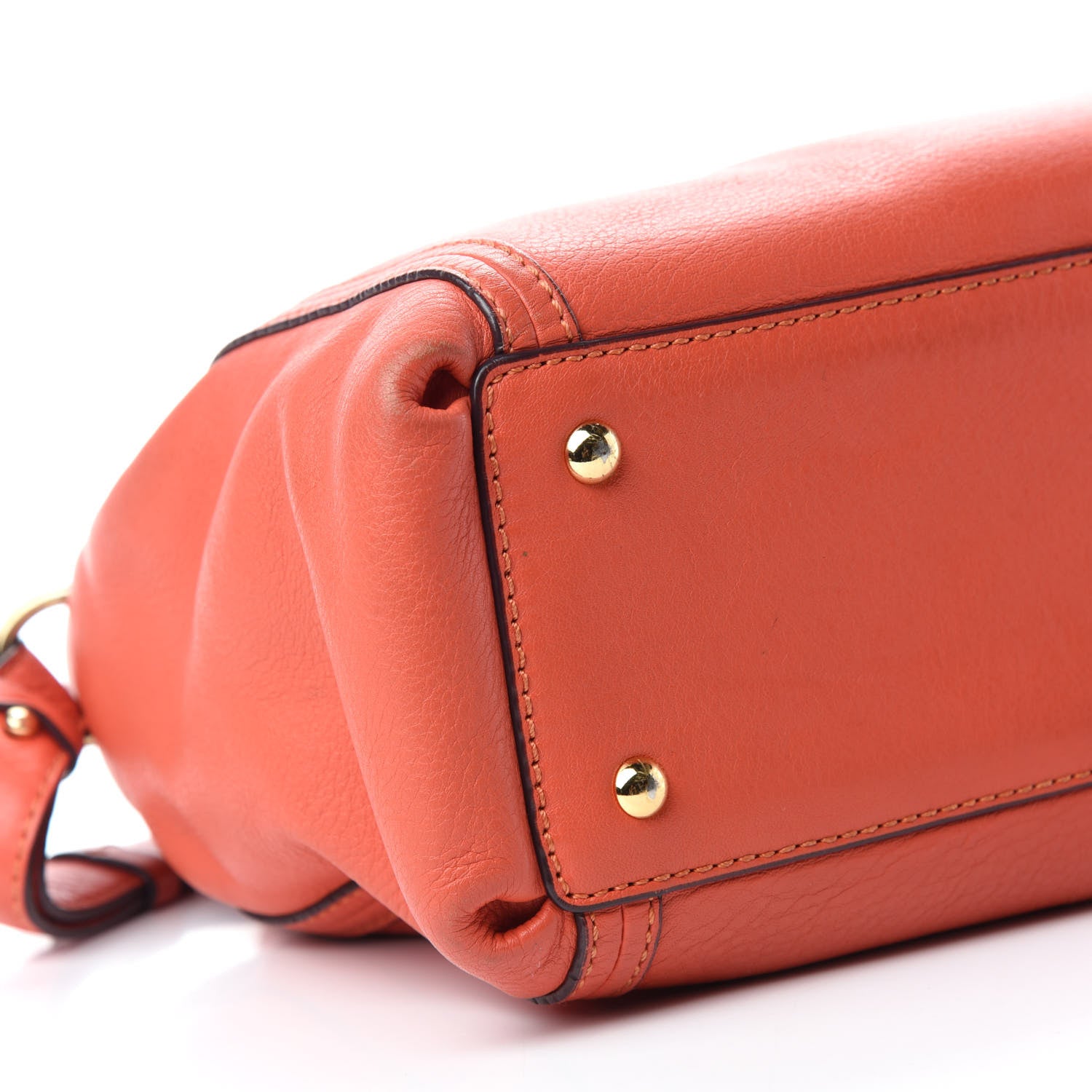MCM Grained Calfskin Top Handle Satchel Orange 6 of 16