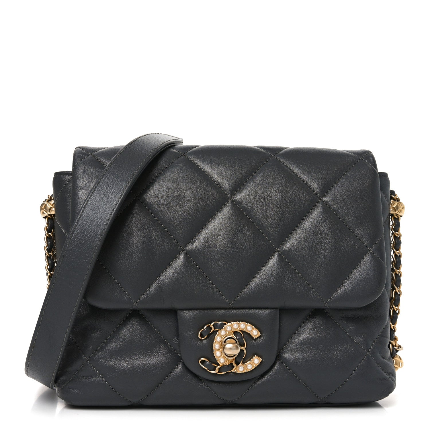 Chanel Lambskin Quilted Mini Crush On Chains Flap Bag Grey 1 of 10