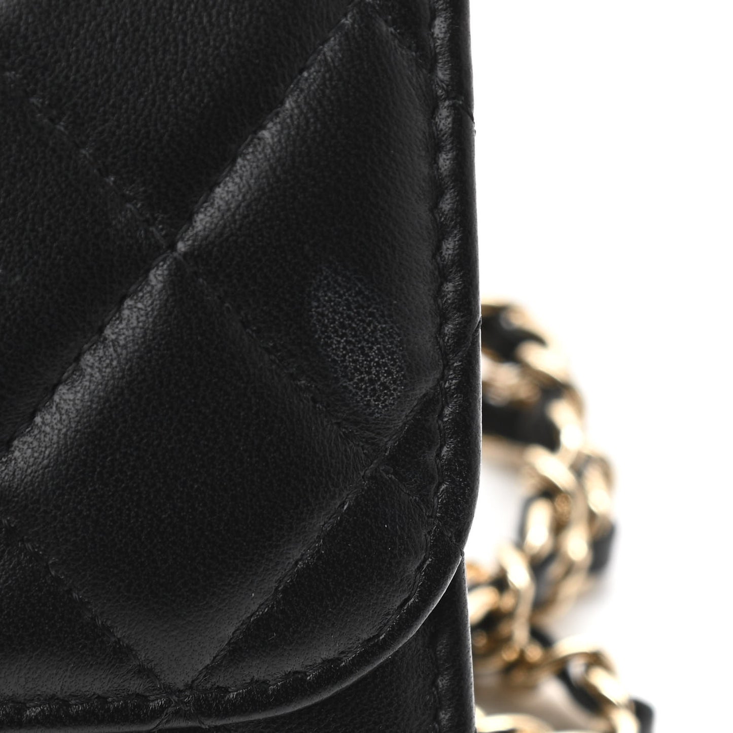 Lambskin Quilted Mini Trendy CC Chain Wallet Black