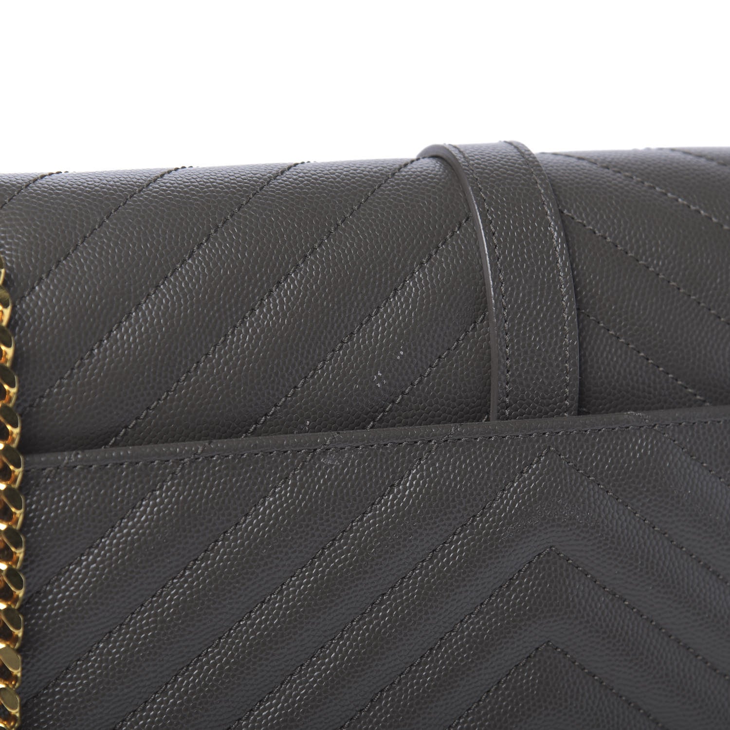 Saint Laurent Grain De Poudre Matelasse Chevron Large Monogram Satchel Earth 11 of 11