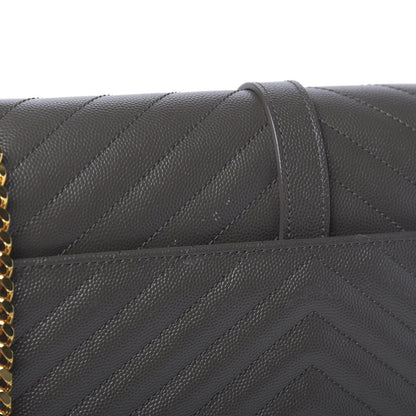 Saint Laurent Grain De Poudre Matelasse Chevron Large Monogram Satchel Earth 11 of 11