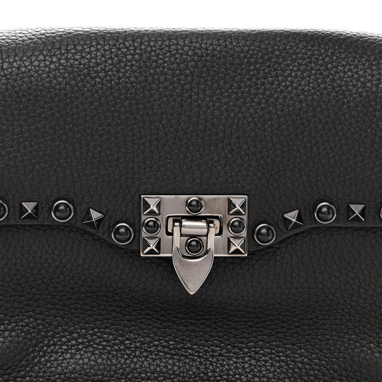 Valentino Garavani Pebbled Calfskin Onyx Medium Rockstud Rolling Flap Saddle Bag Black 7 of 10