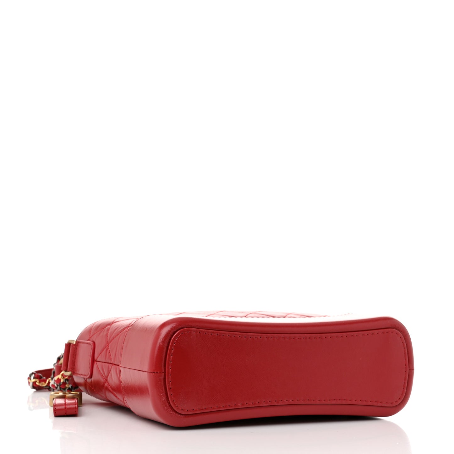 Aged Smooth Calfskin Quilted Medium Gabrielle Logo Hobo Red