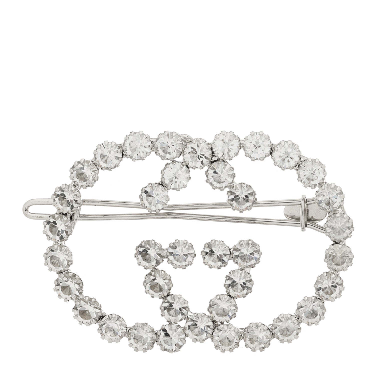 Gucci Crystal Interlocking G Hair Clip Silver 1 of 3