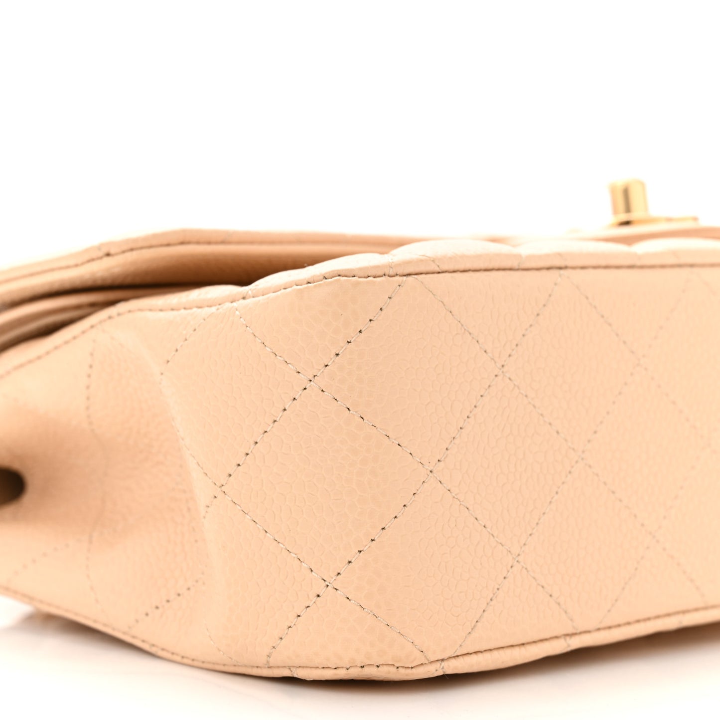 Caviar Quilted Medium Double Flap Beige