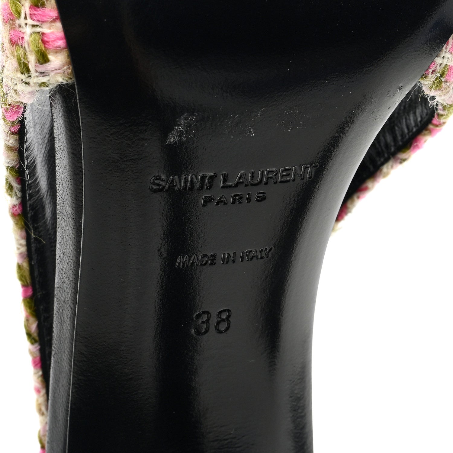 Saint Laurent Tweed Cap Toe Vesper Slingback Pumps 38 Absynth Rose 6 of 7