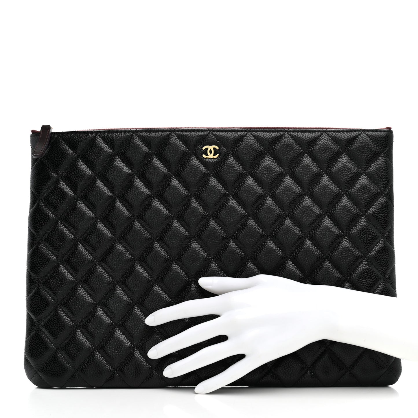 Caviar Quilted Large Cosmetic Case Black