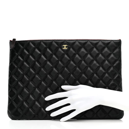 Chanel Caviar Quilted Large Cosmetic Case Black 2 of 7