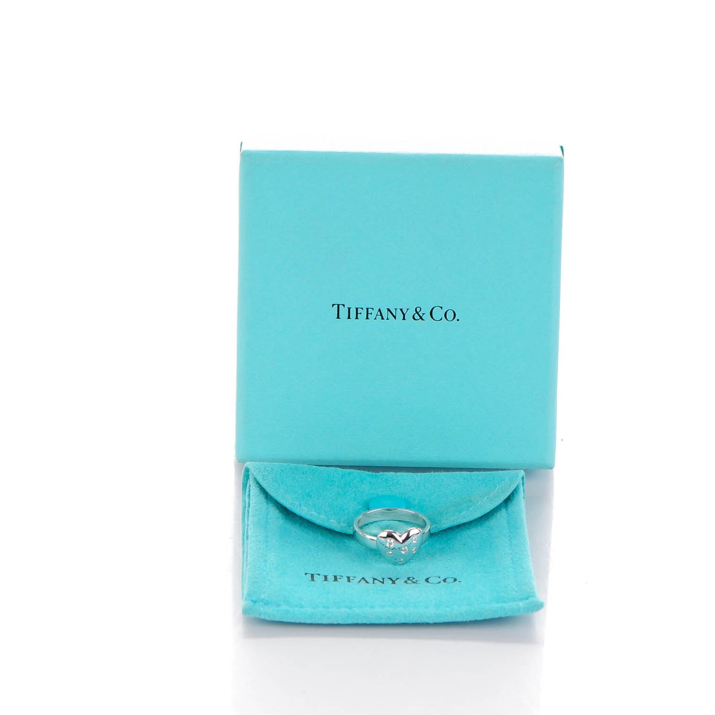 18K White Diamond Etoile Heart Band Ring 5