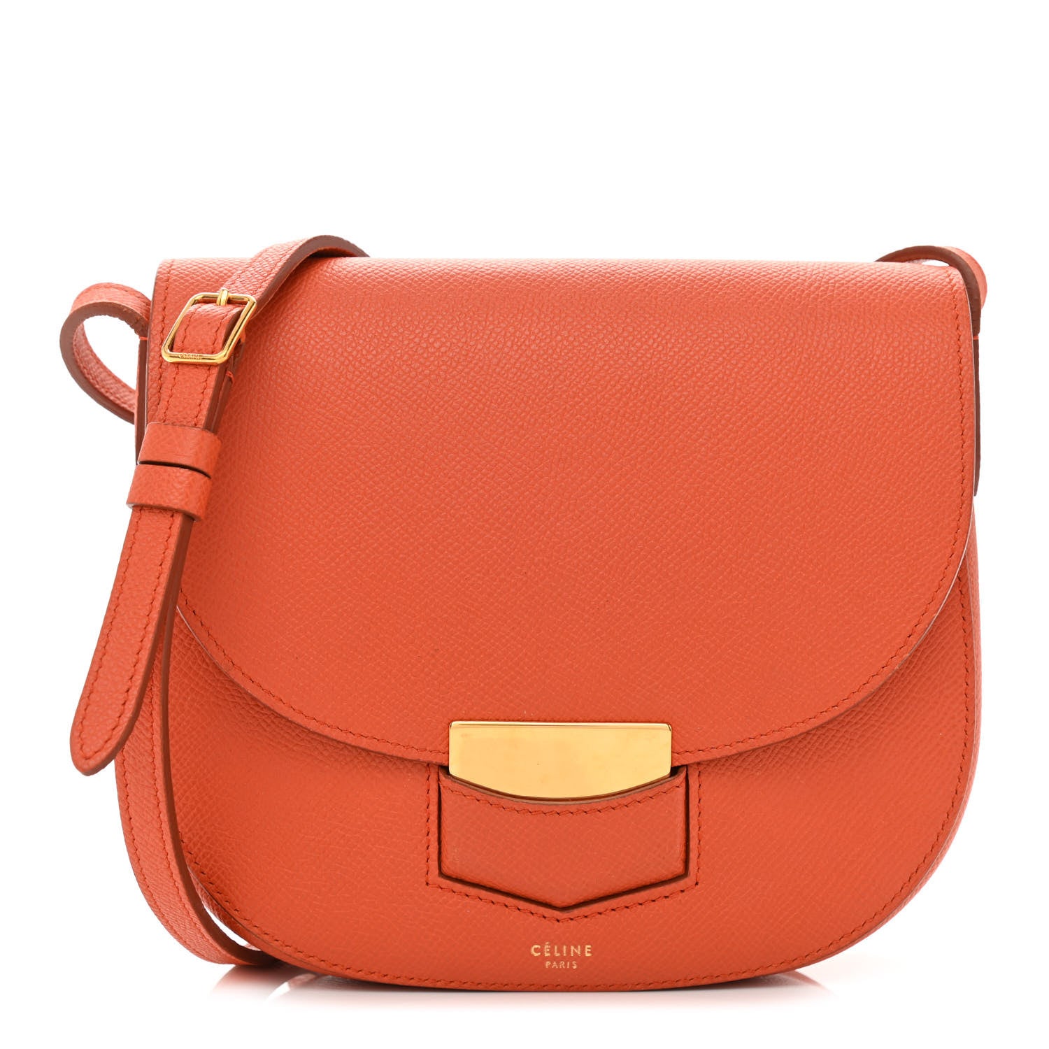 Celine Grained Calfskin Small Trotteur Carnelian 1 of 8