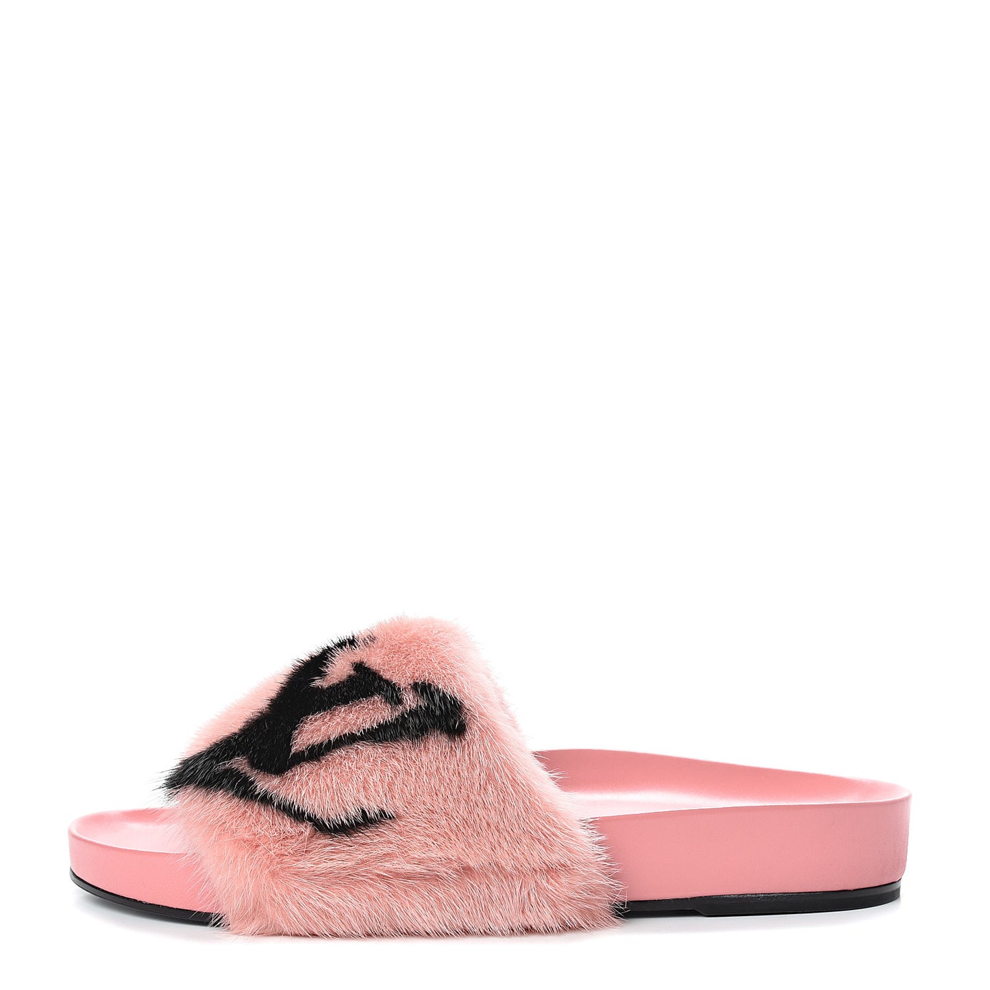 Mink Fur Bom Dia Flat Mules 39 Pink