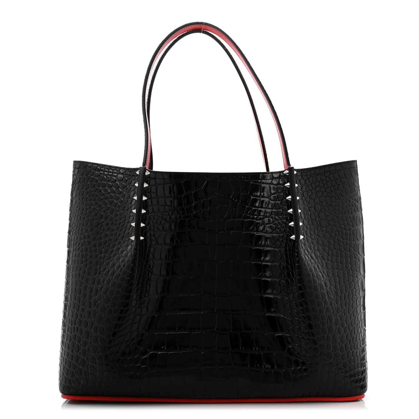 Calfskin Crocodile Embossed Spikes Large Cabarock Black