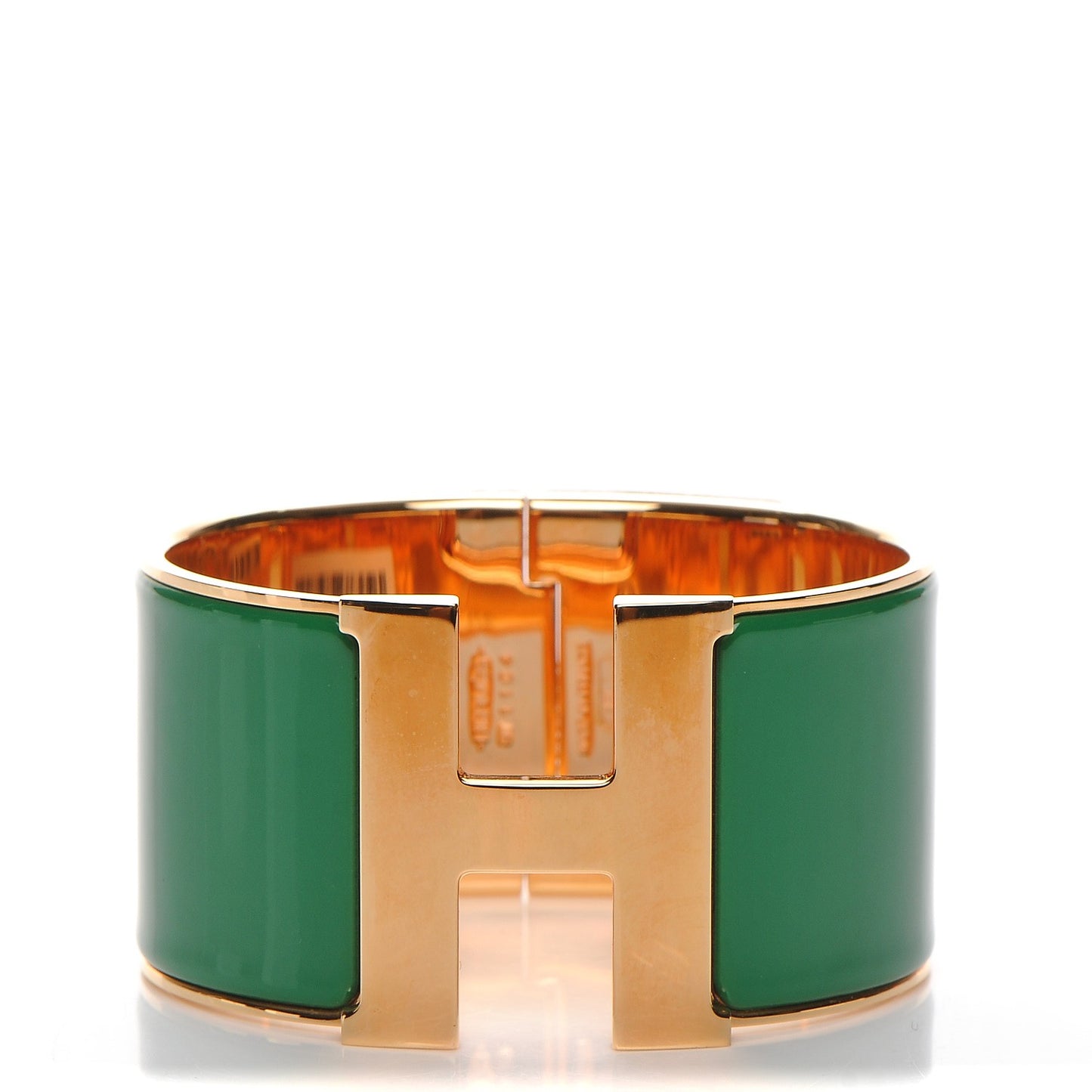 Enamel Extra Wide Clic H Bracelet GM Vert Sapin