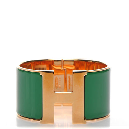 Hermes Enamel Extra Wide Clic H Bracelet GM Vert Sapin 1 of 4