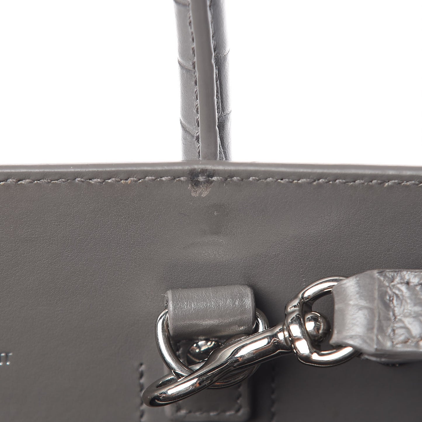Calfskin Crocodile Embossed Baby Sac De Jour Fog