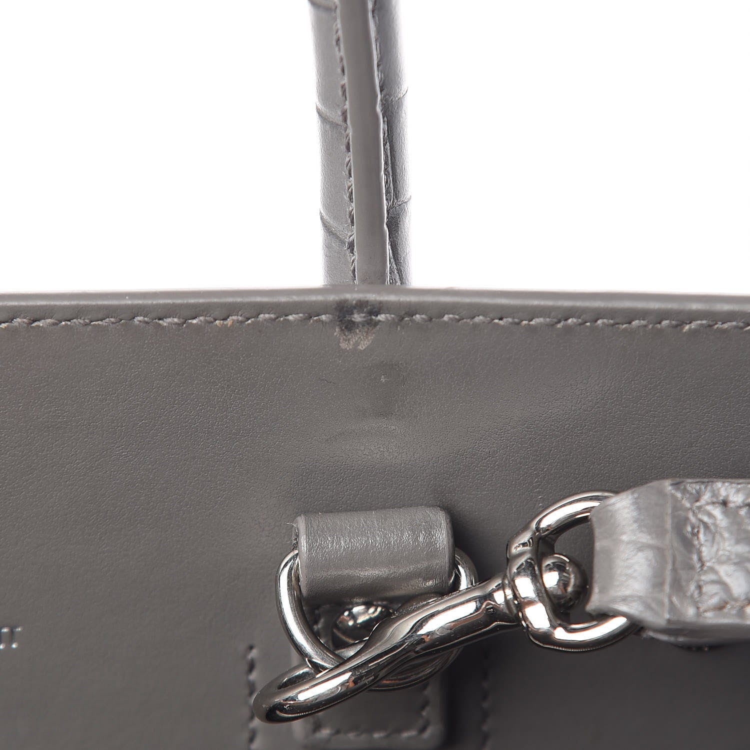 Saint Laurent Calfskin Crocodile Embossed Baby Sac De Jour Fog 7 of 9