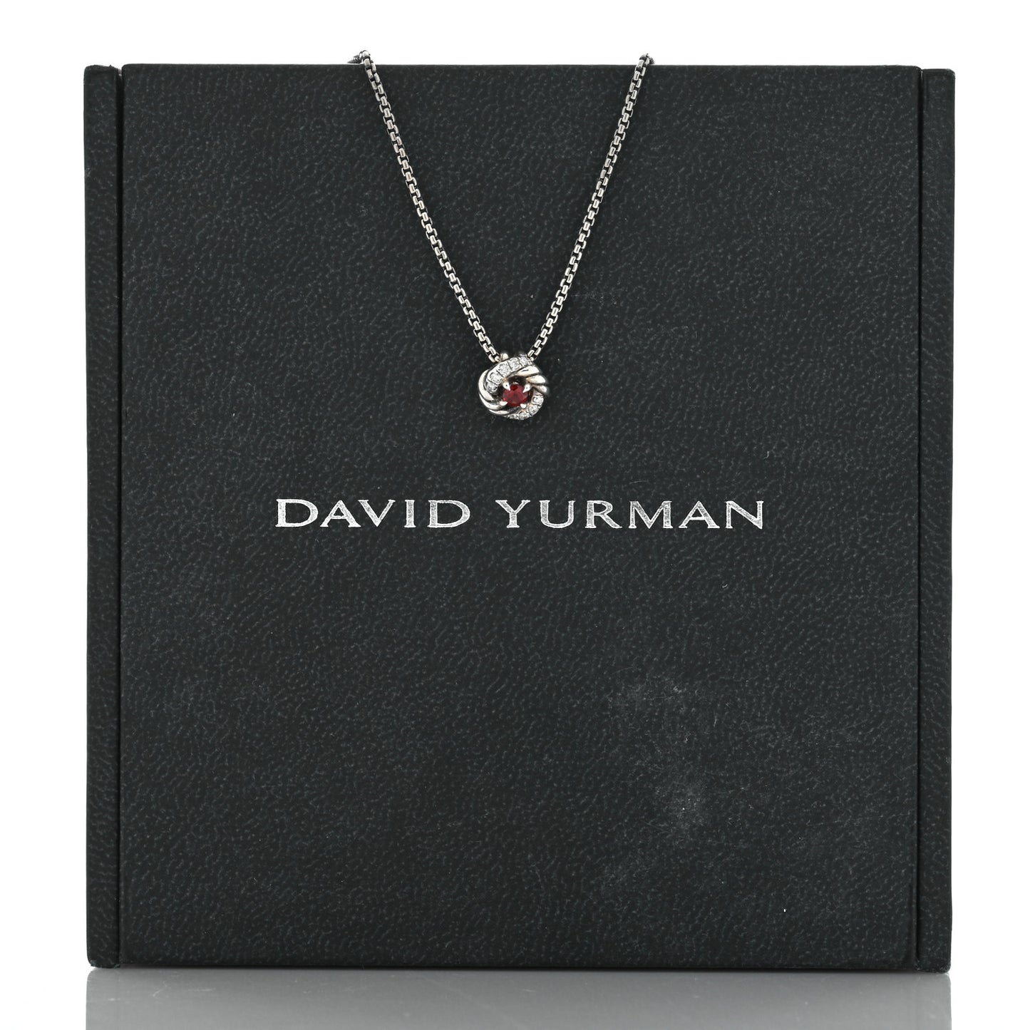 Sterling Silver Diamond Garnet 8mm Petite Infinity Pendant Necklace