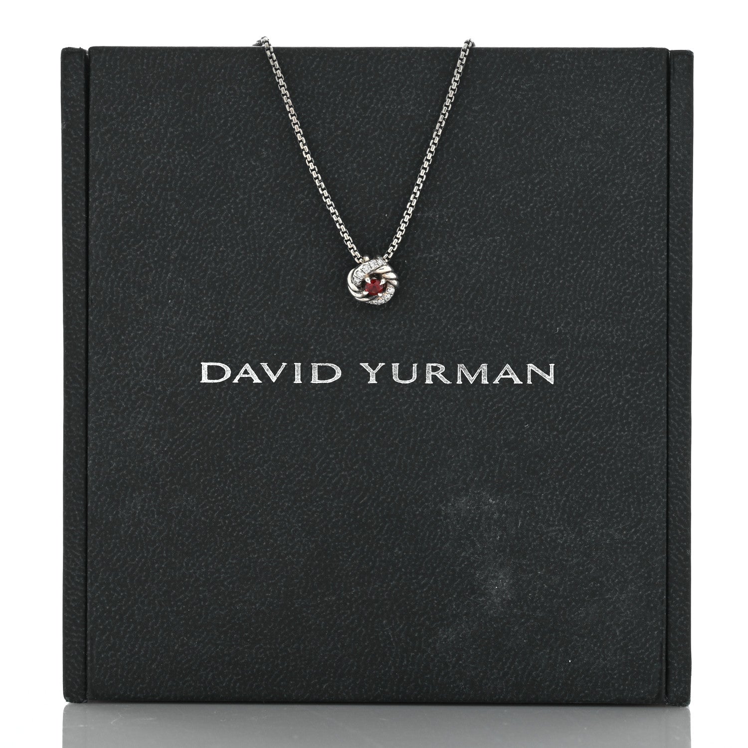 David Yurman Sterling Silver Diamond Garnet 8mm Petite Infinity Pendant Necklace 5 of 5
