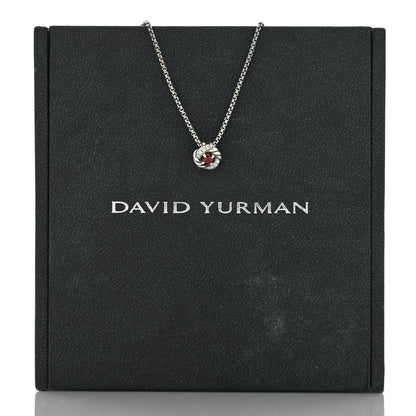 David Yurman Sterling Silver Diamond Garnet 8mm Petite Infinity Pendant Necklace 5 of 5
